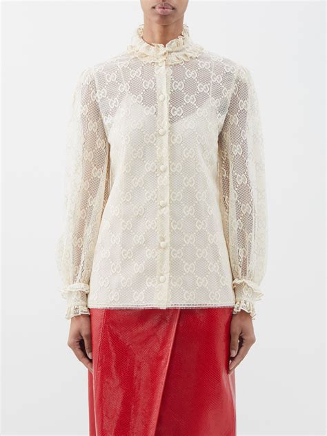 blusa gucci|farfetch gucci lace blouses.